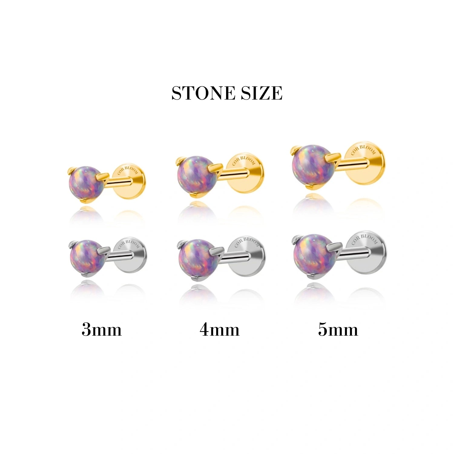 Titanium Violet Flame Opal Piercing Stud
