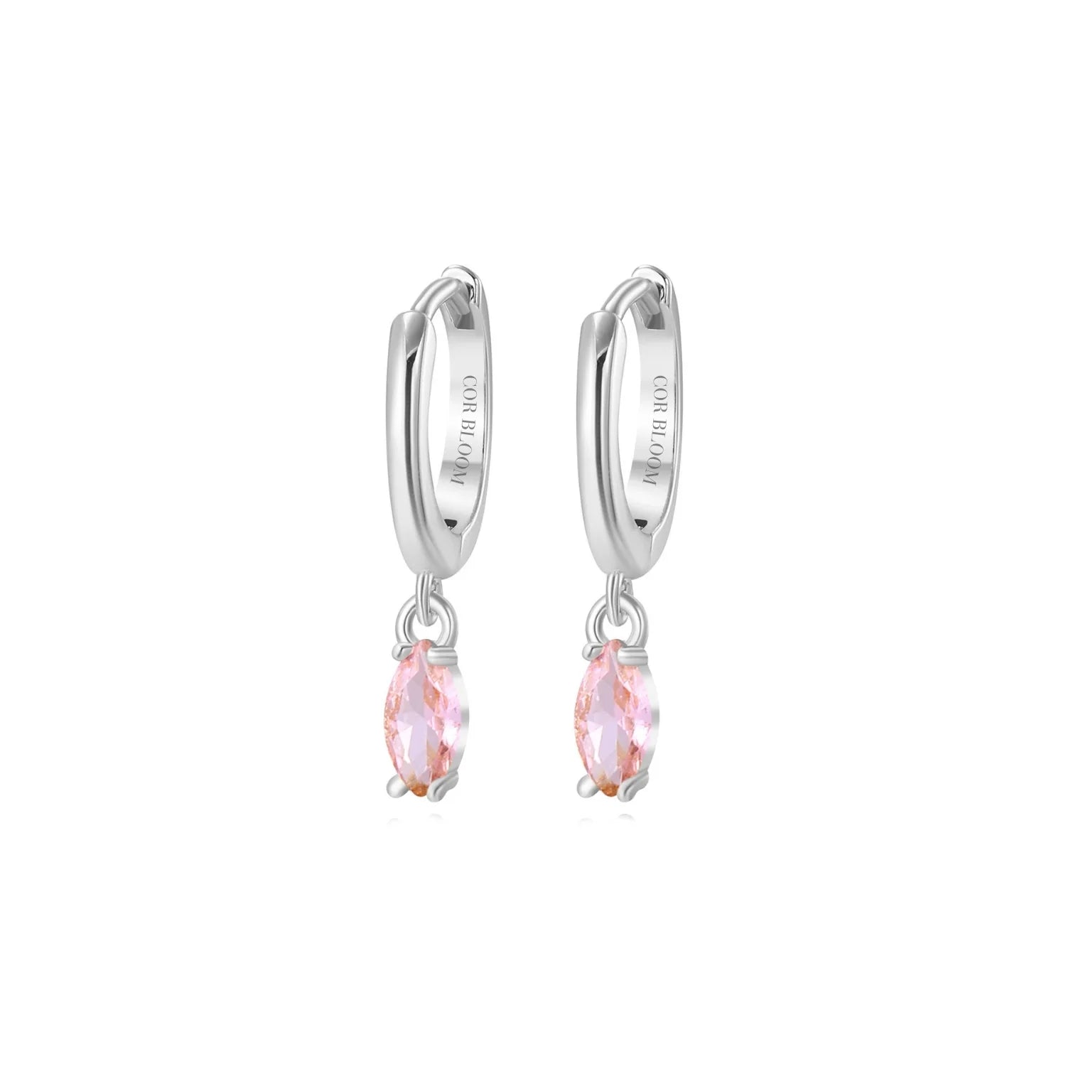 Doris Pink Marquise Charm Hoop Earrings