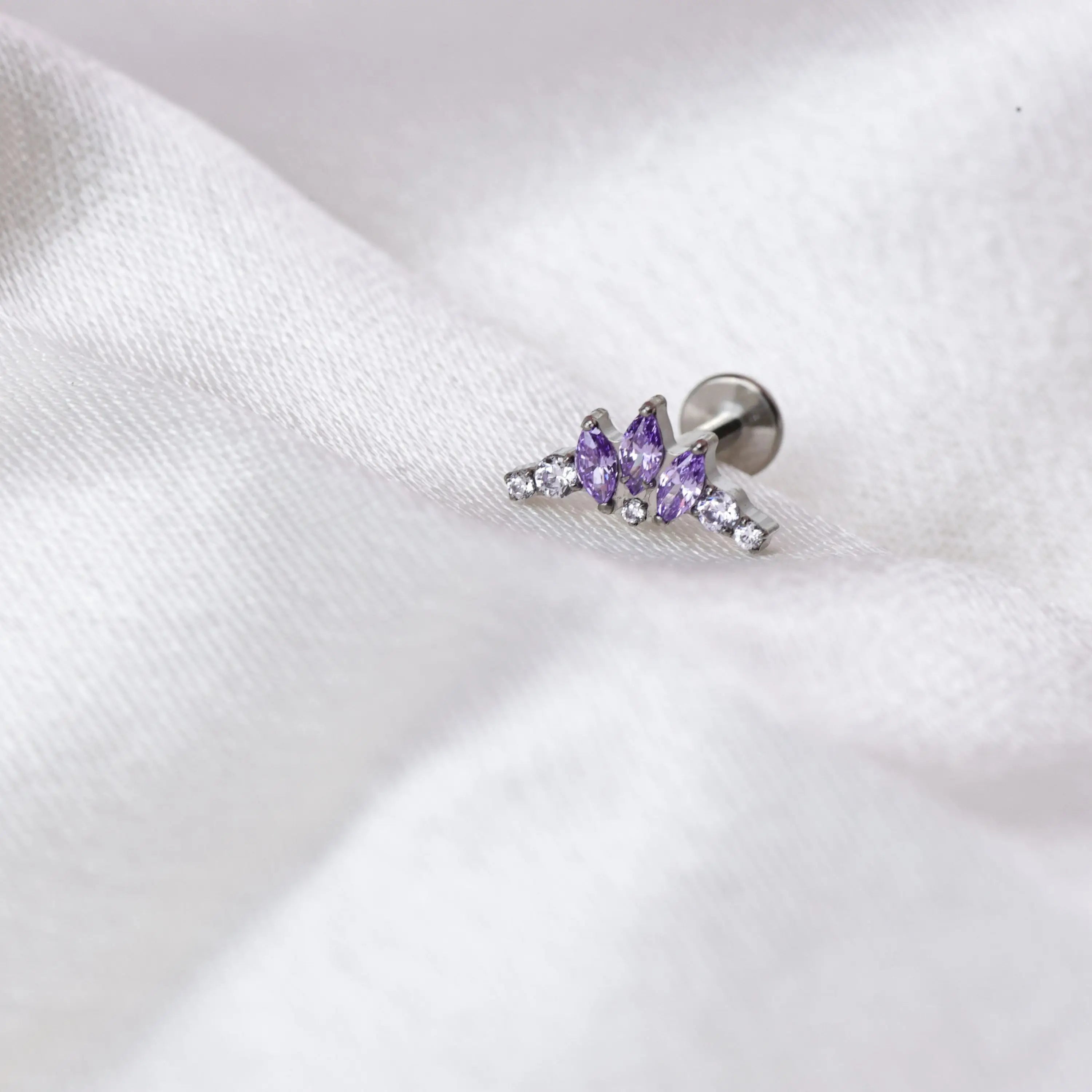 Titanium Aila Crown Stud - Amethyst Magic