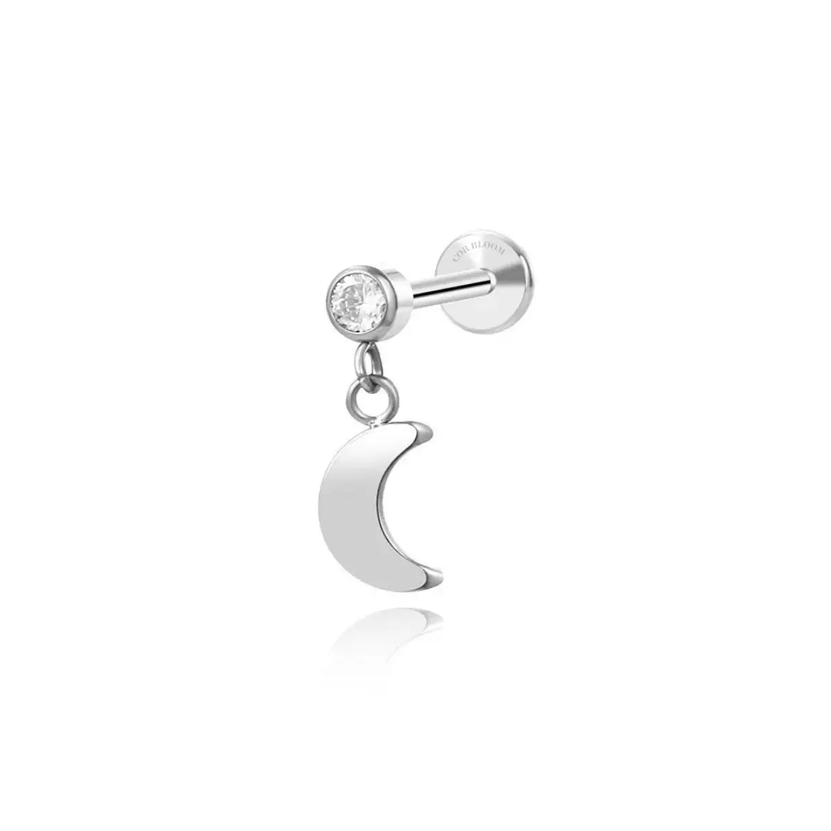 Titanium Dangling Crescent Moon Piercing Stud