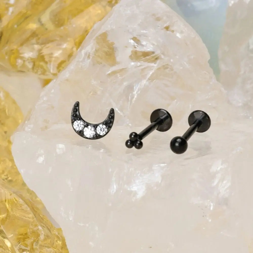 Lyric Diamond Moon Flat Back Piercing Stud