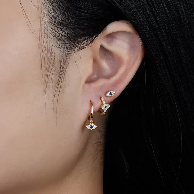 Pave Nazar Eye Stud Earrings