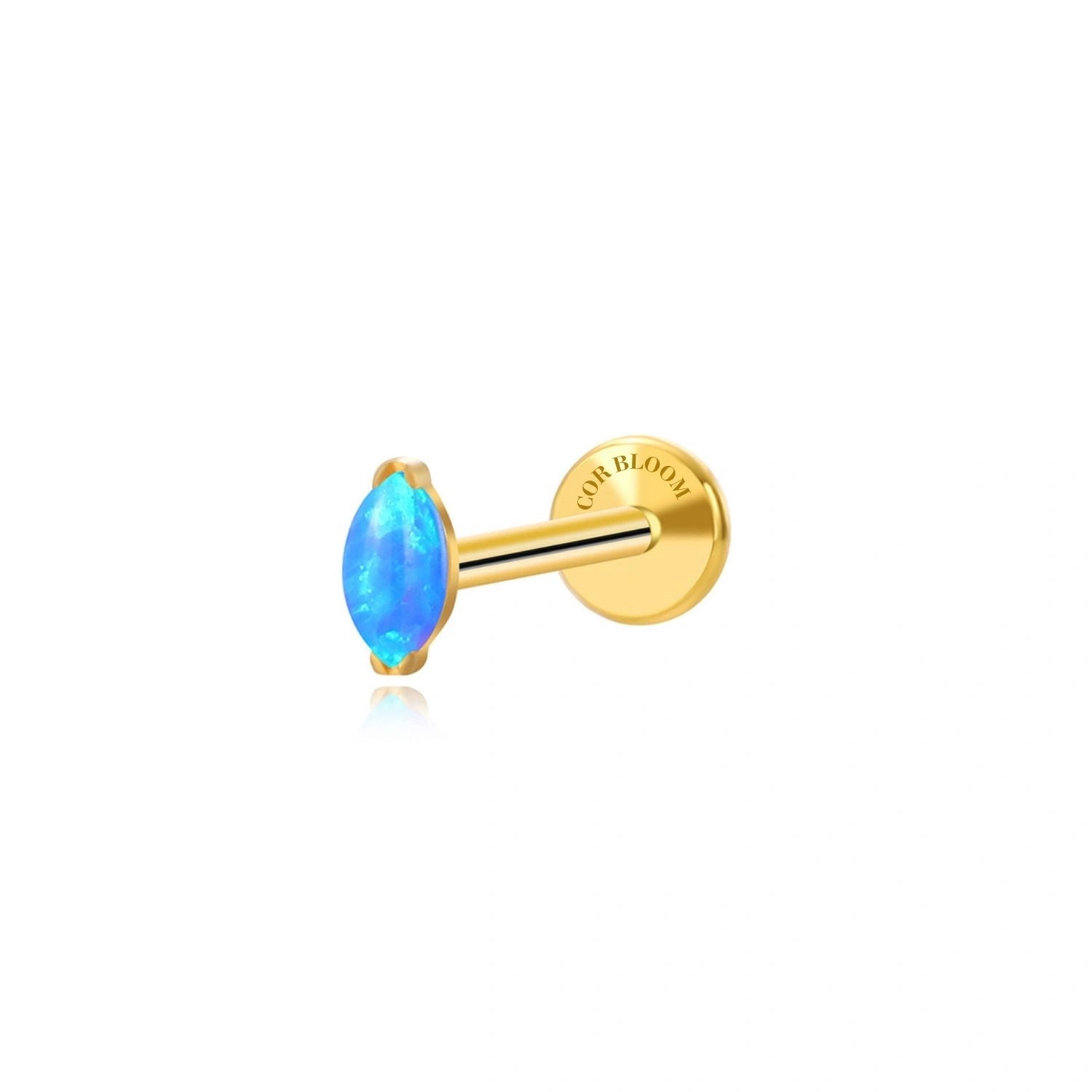 Titanium Elynn Blue Opal Marquise Flat Back Stud