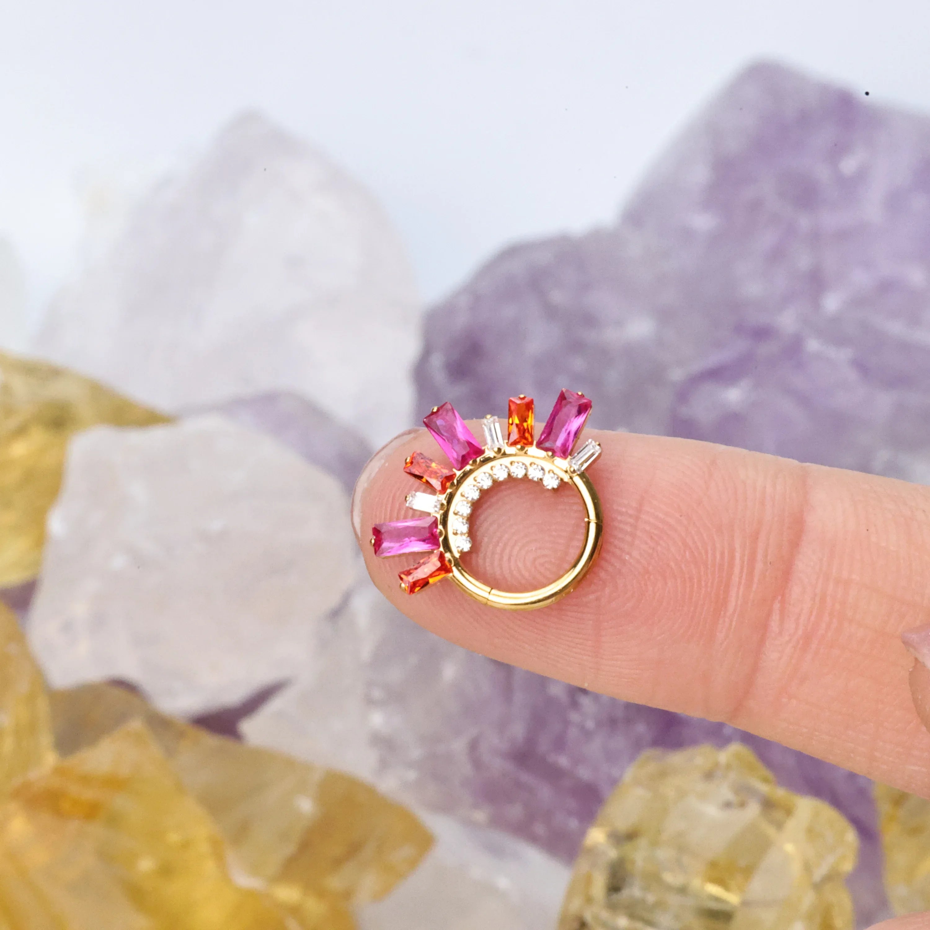 Titanium Aphaea Red Garnet & Ruby Clicker