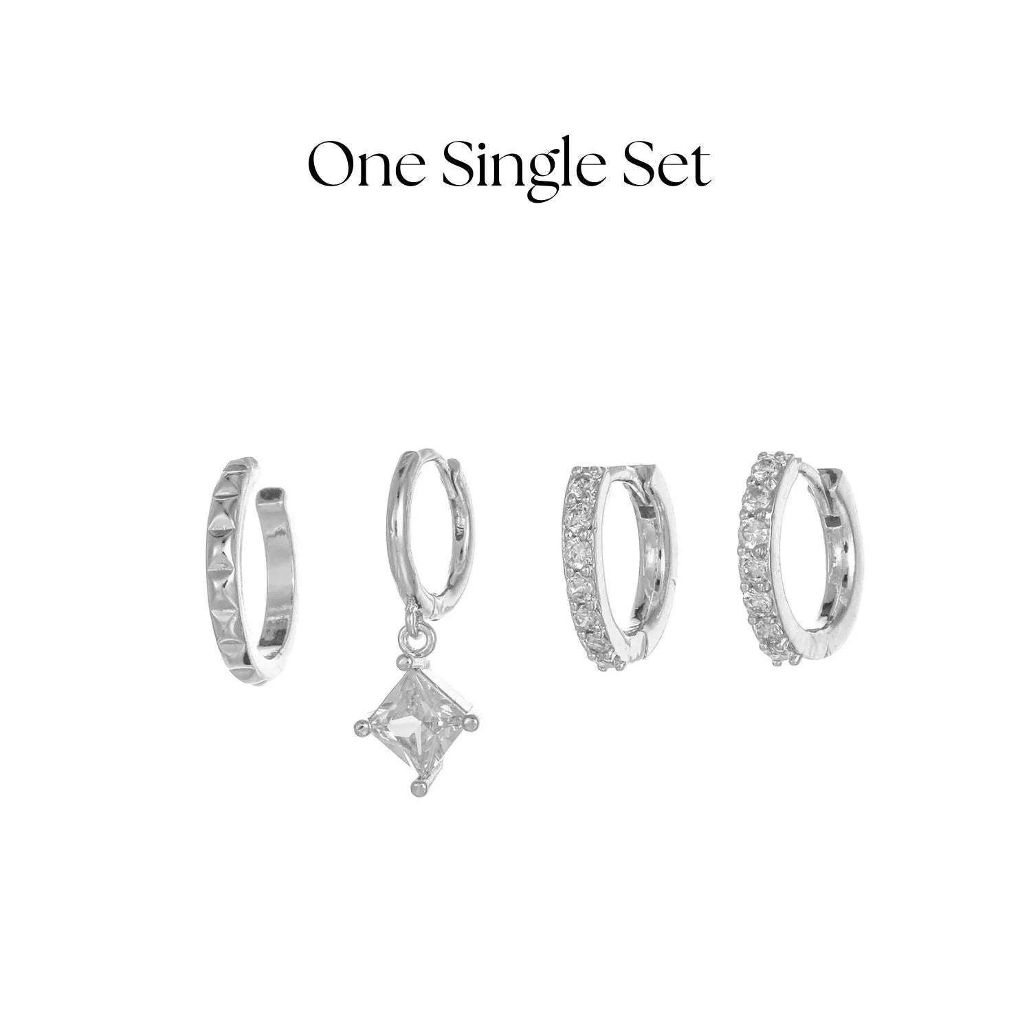 Simple Crystal Hoops Earring Set