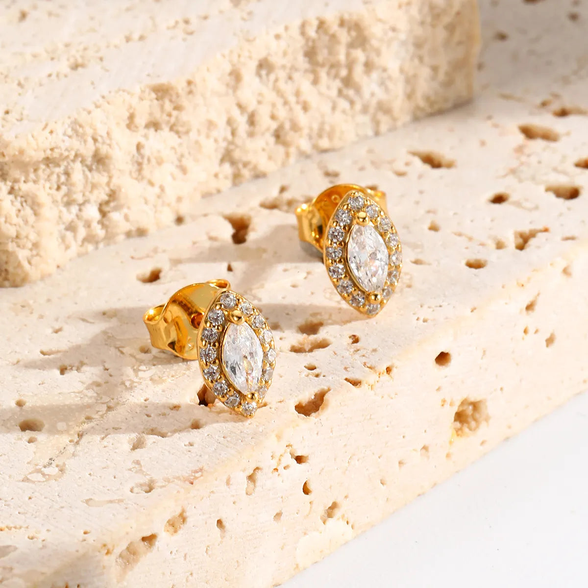 Luxe Oval Crystal Gemstone Stud Earrings