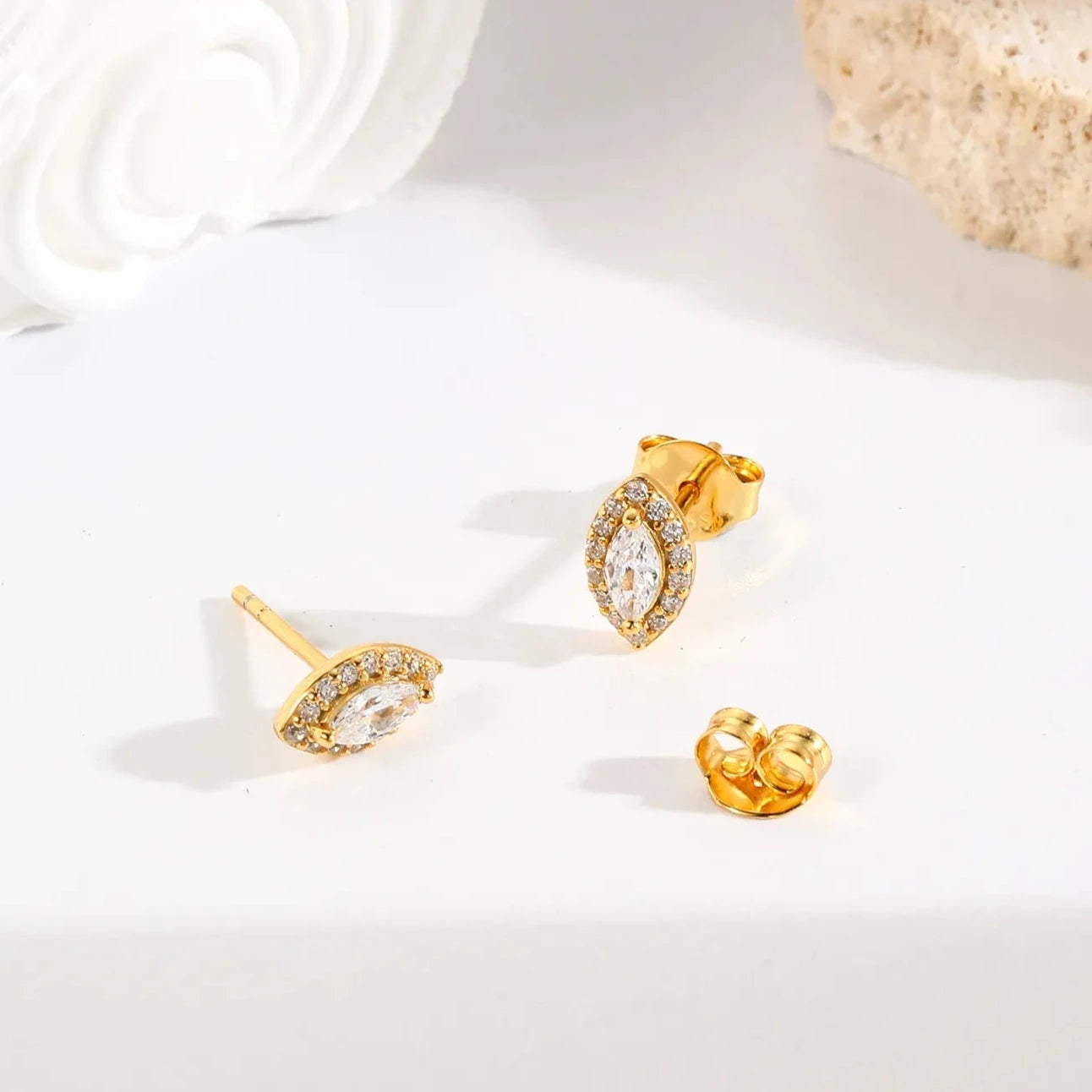 Luxe Oval Crystal Gemstone Stud Earrings