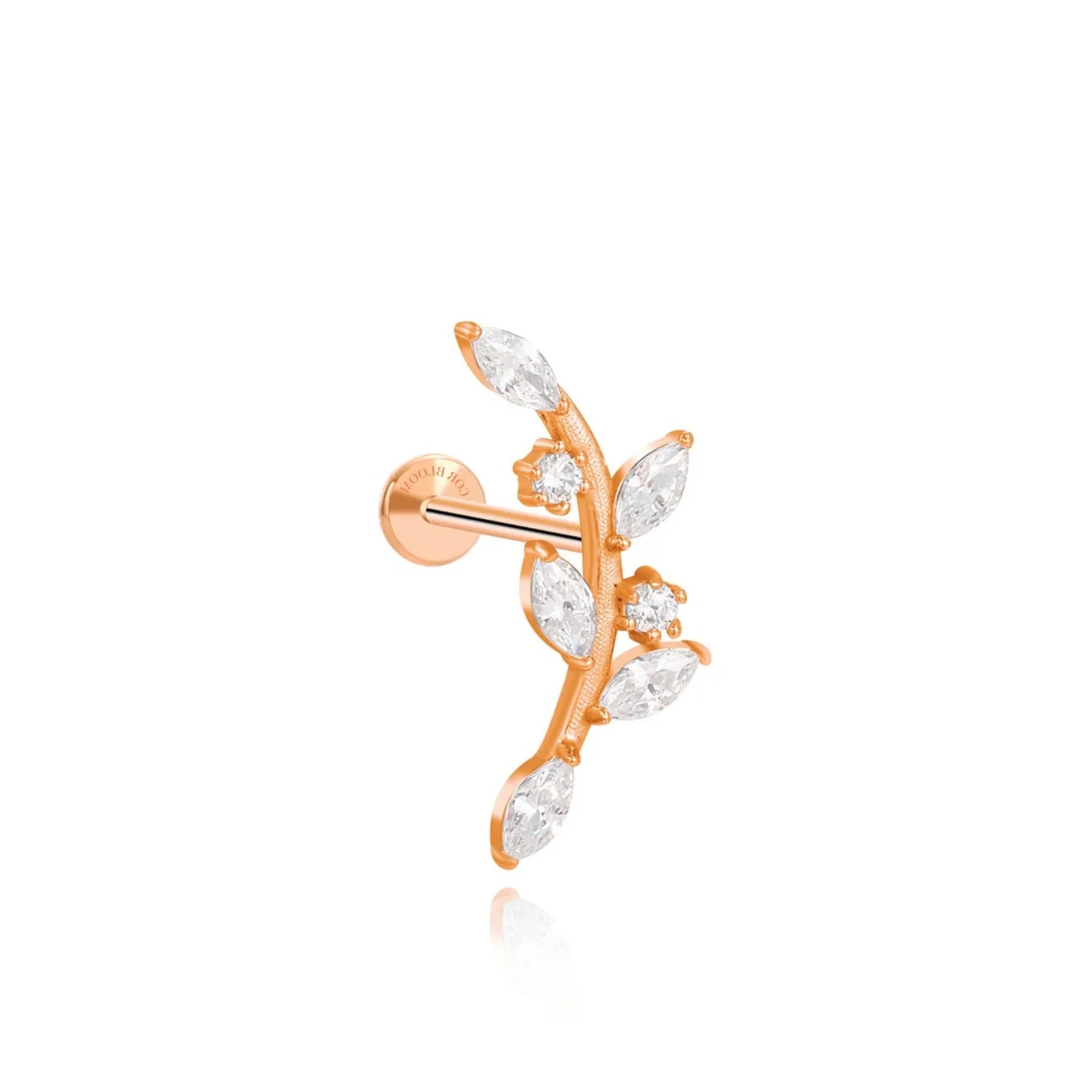 Akira Crystal Climbing Leaf Piercing Stud