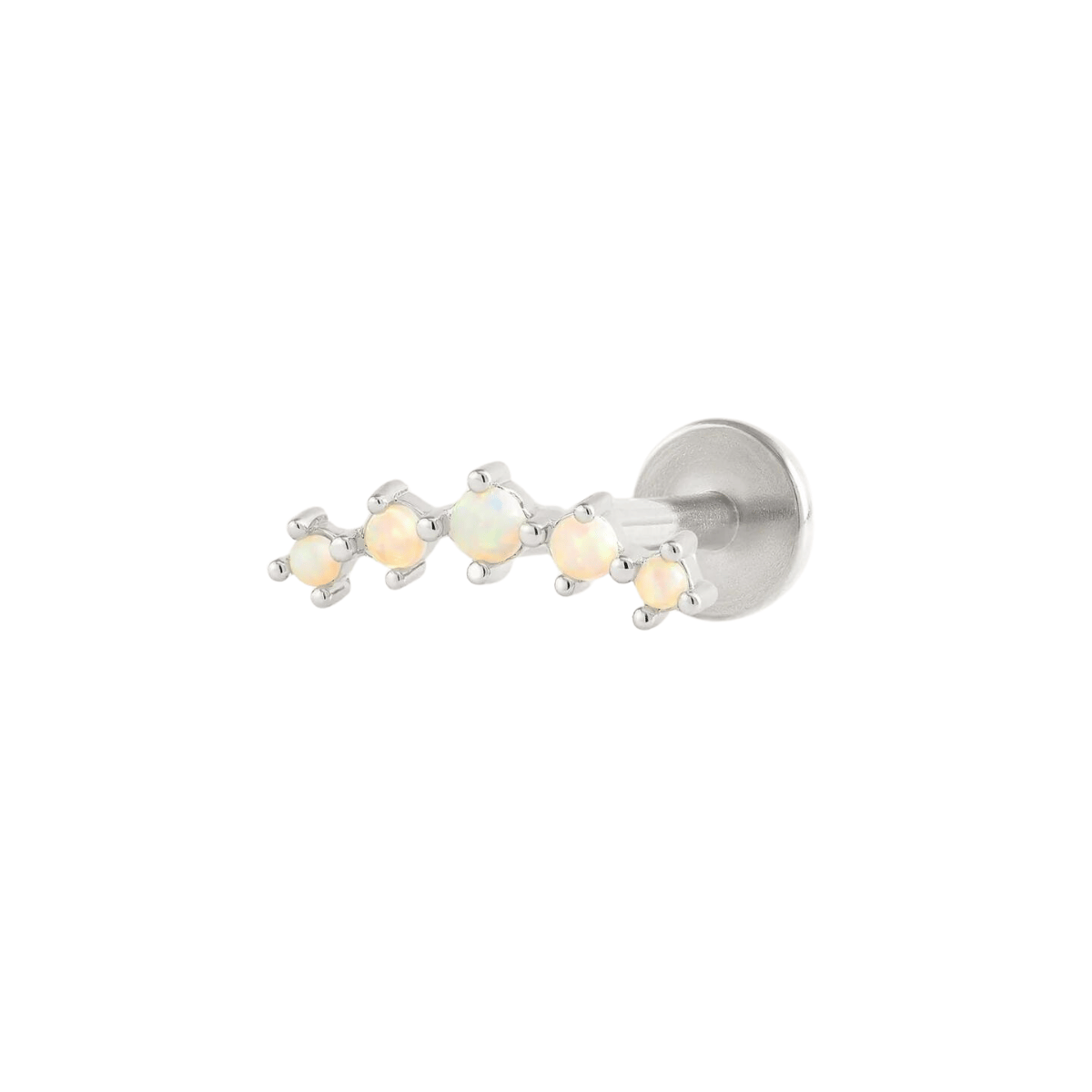 Curved White Opal Cartilage Flat Back Piercing Earring