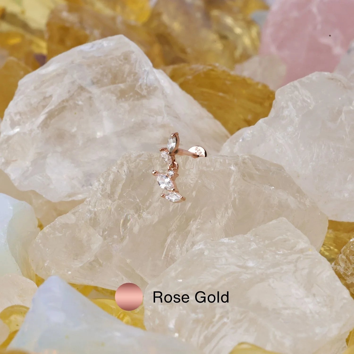 Crystal Leaf Flat Back Stud (2-Segment Design)
