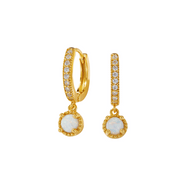 Athena Sparkling White Opal Hoop Earrings