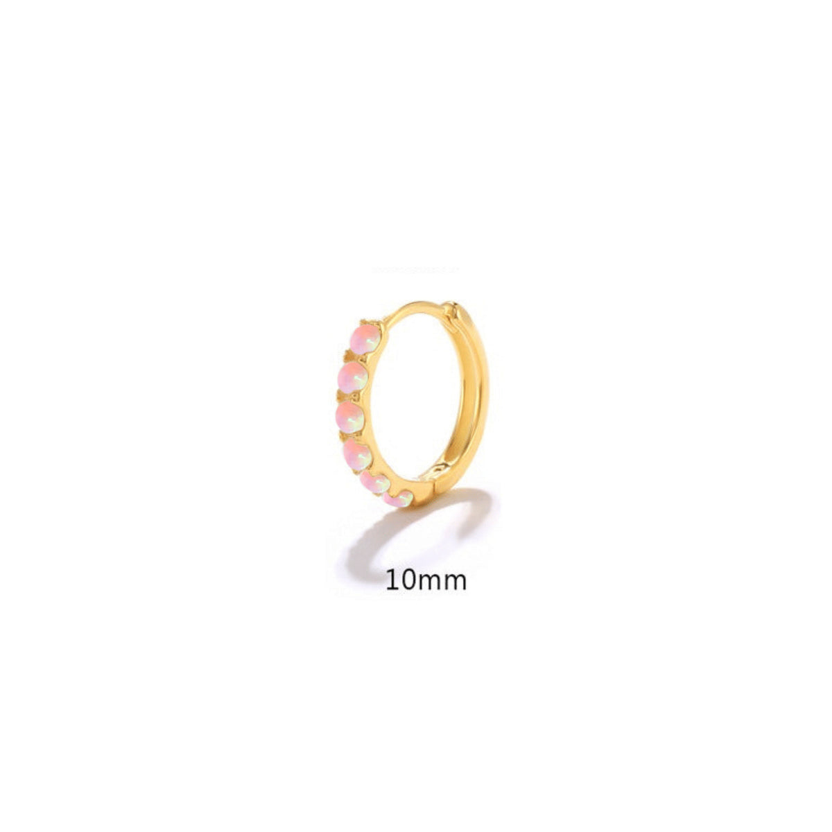 Pink Opal Stone Huggie Earrings