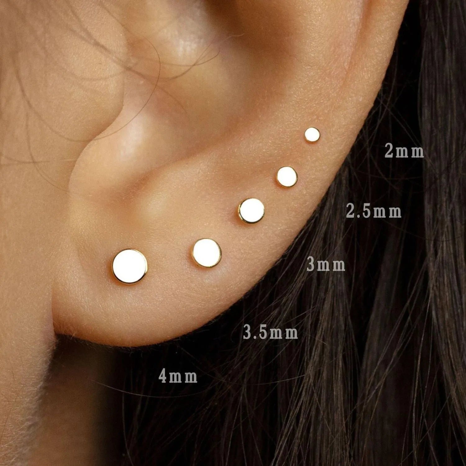 Titanium Minimal Solid Disc Push Pin Flat Back Stud