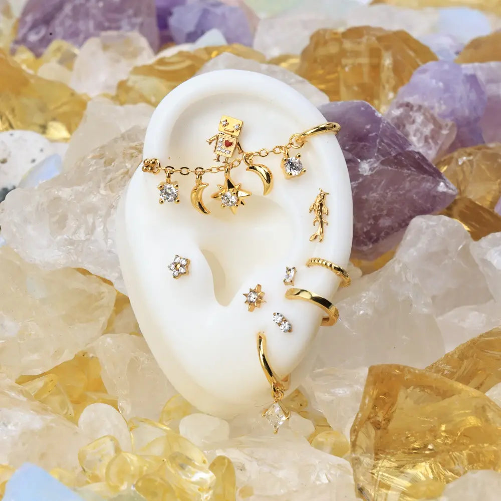 Iyla Guiding Star & Crescent Moon Chain Attachment • Helix Dangling Chain