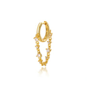 Livia Crystal Gemstones Dangling Chain Hoop Earring