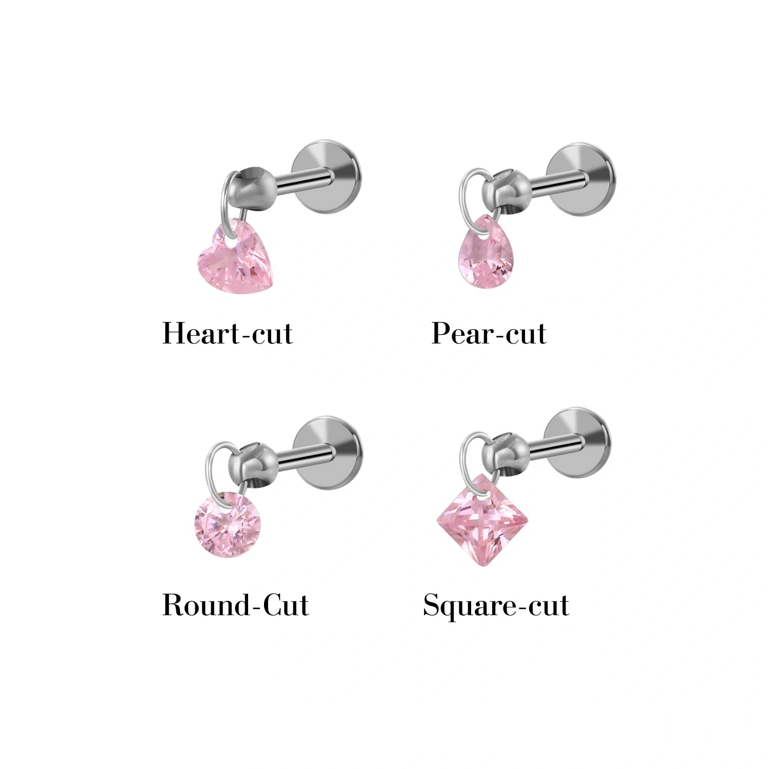 Titanium Floating Rosa Charm Flat Back Stud Earring
