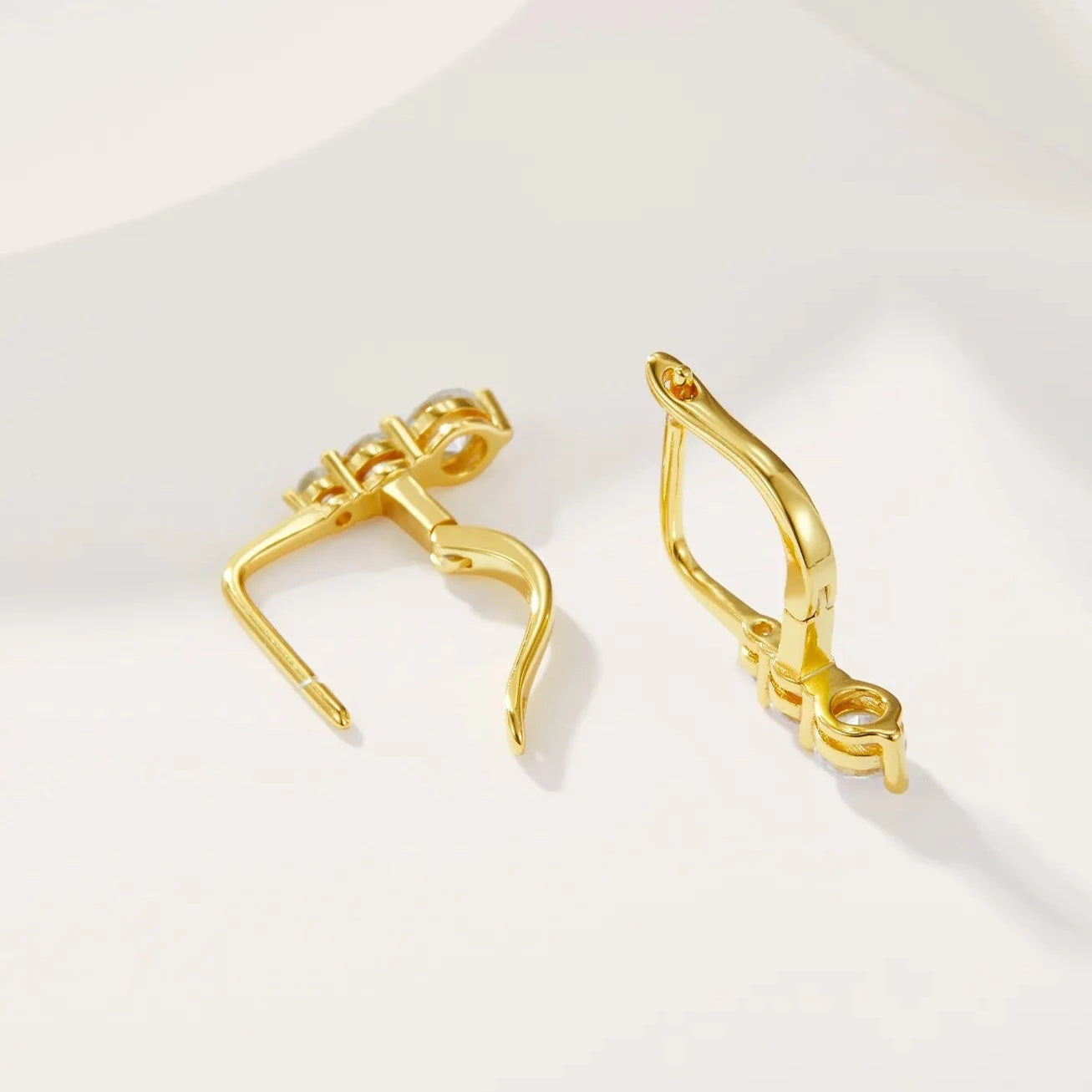 Graduated White Crystal Hoop Earrings