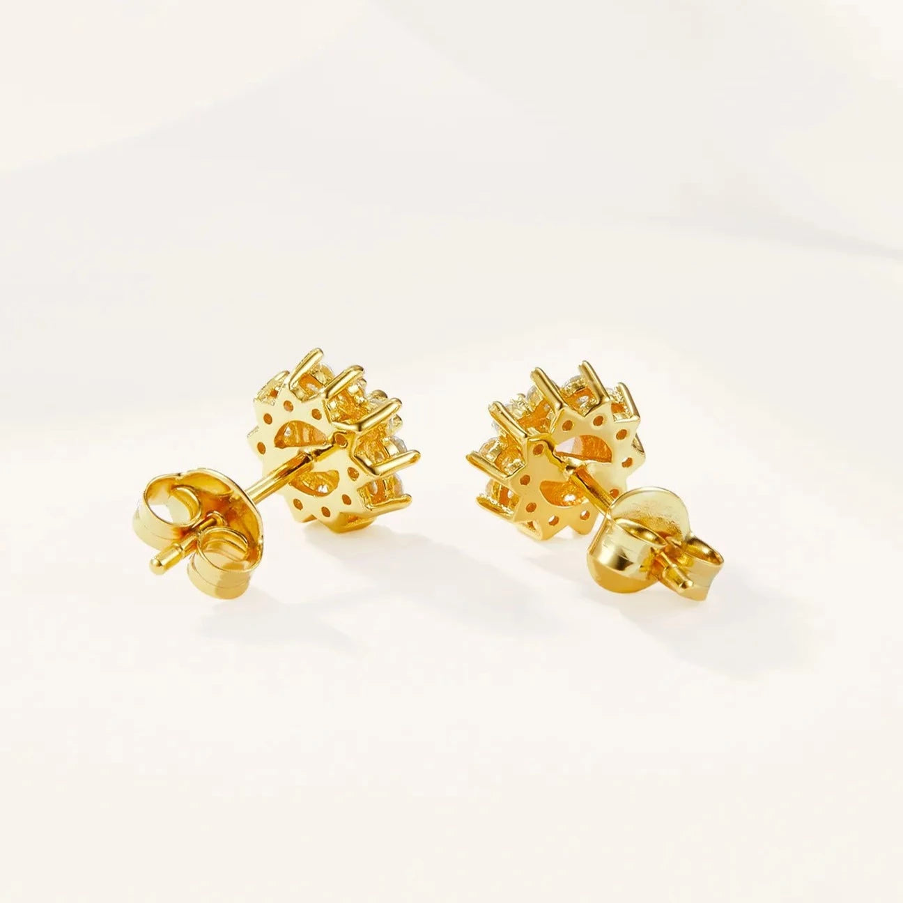 Sparkling White Opal Sunflower Stud Earring