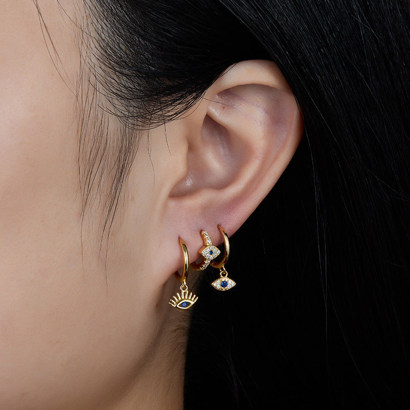 Pave Nazar Eye Hoop Earrings