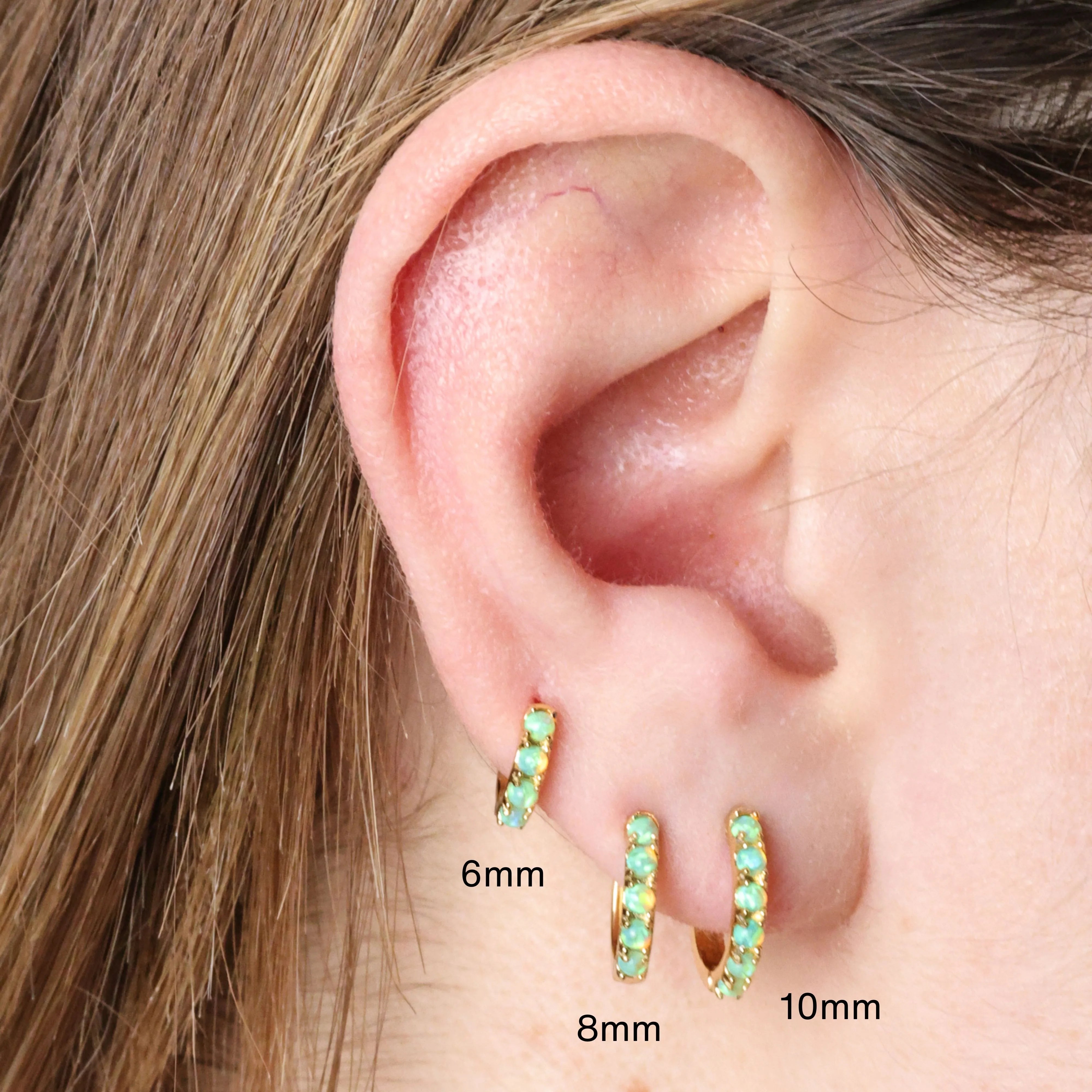 Yianna Spring Green Opal Hoop Earrings