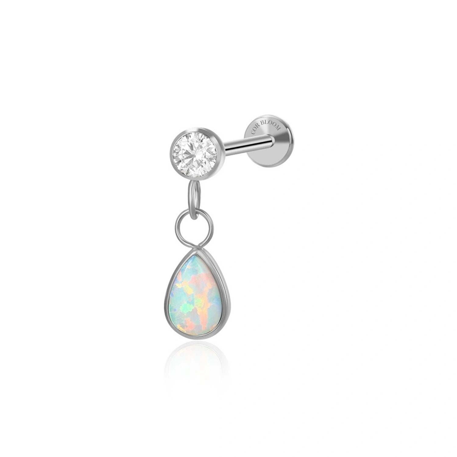 Titanium Adara White Opal Dangling Flat Back Stud