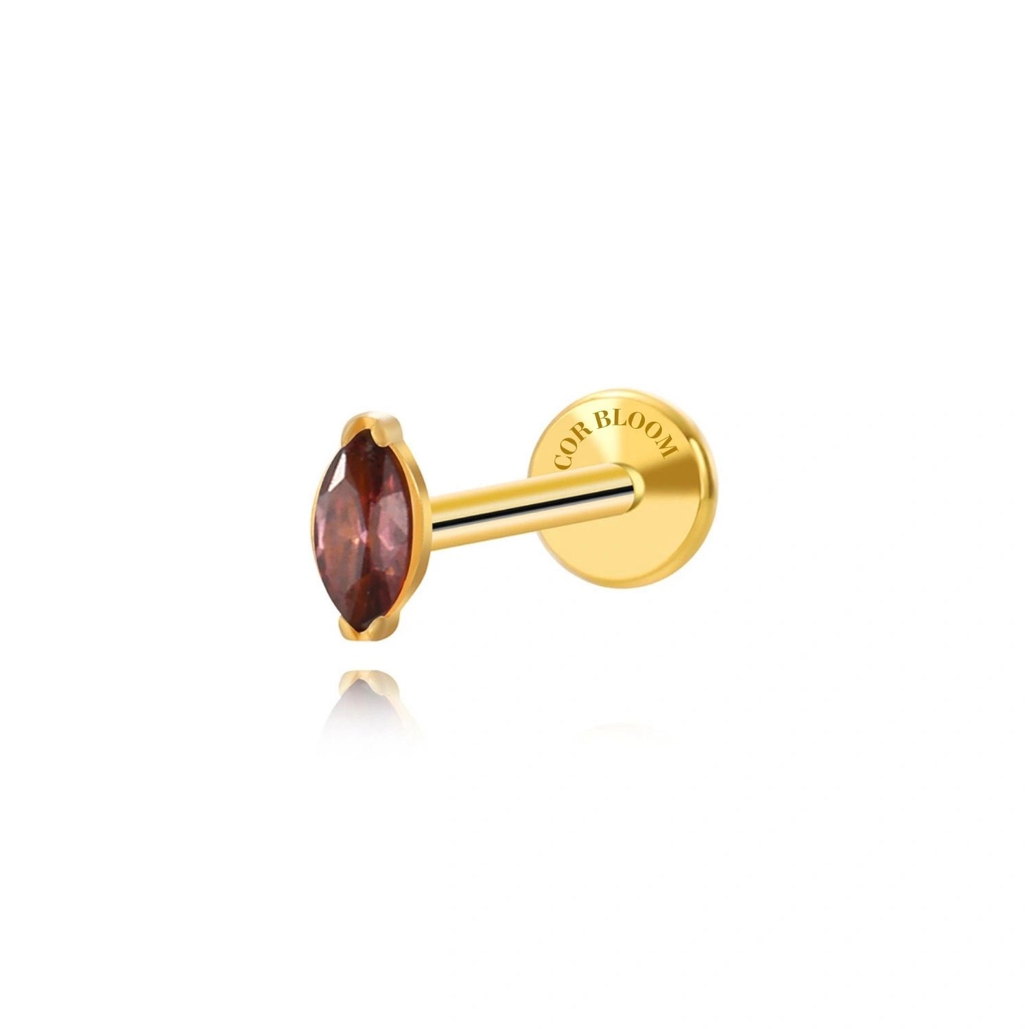 Titanium Elynn Rhodolite Marquise Flat Back Stud