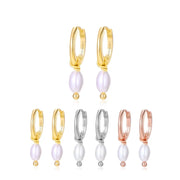 Eros White Pearl Hoop Earrings