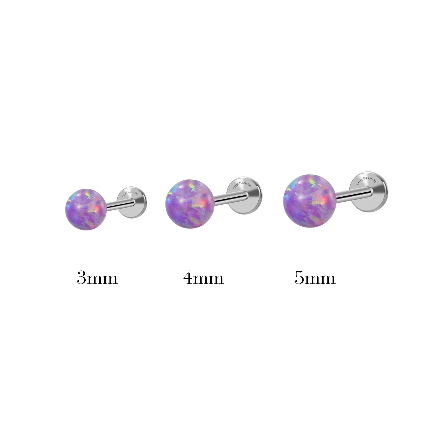 Titanium Keily Violet Flame Opal Flat Back Piercing