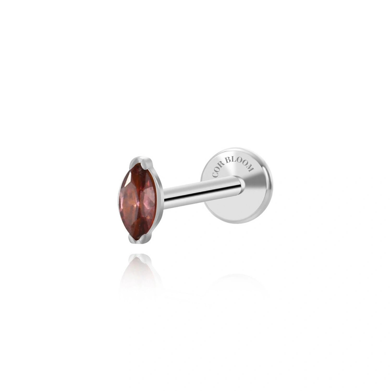 Titanium Elynn Rhodolite Marquise Flat Back Stud
