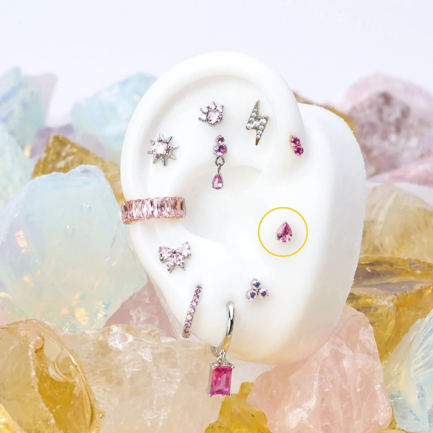 Titanium Apion Ruby Waterdrop Flat Back Stud