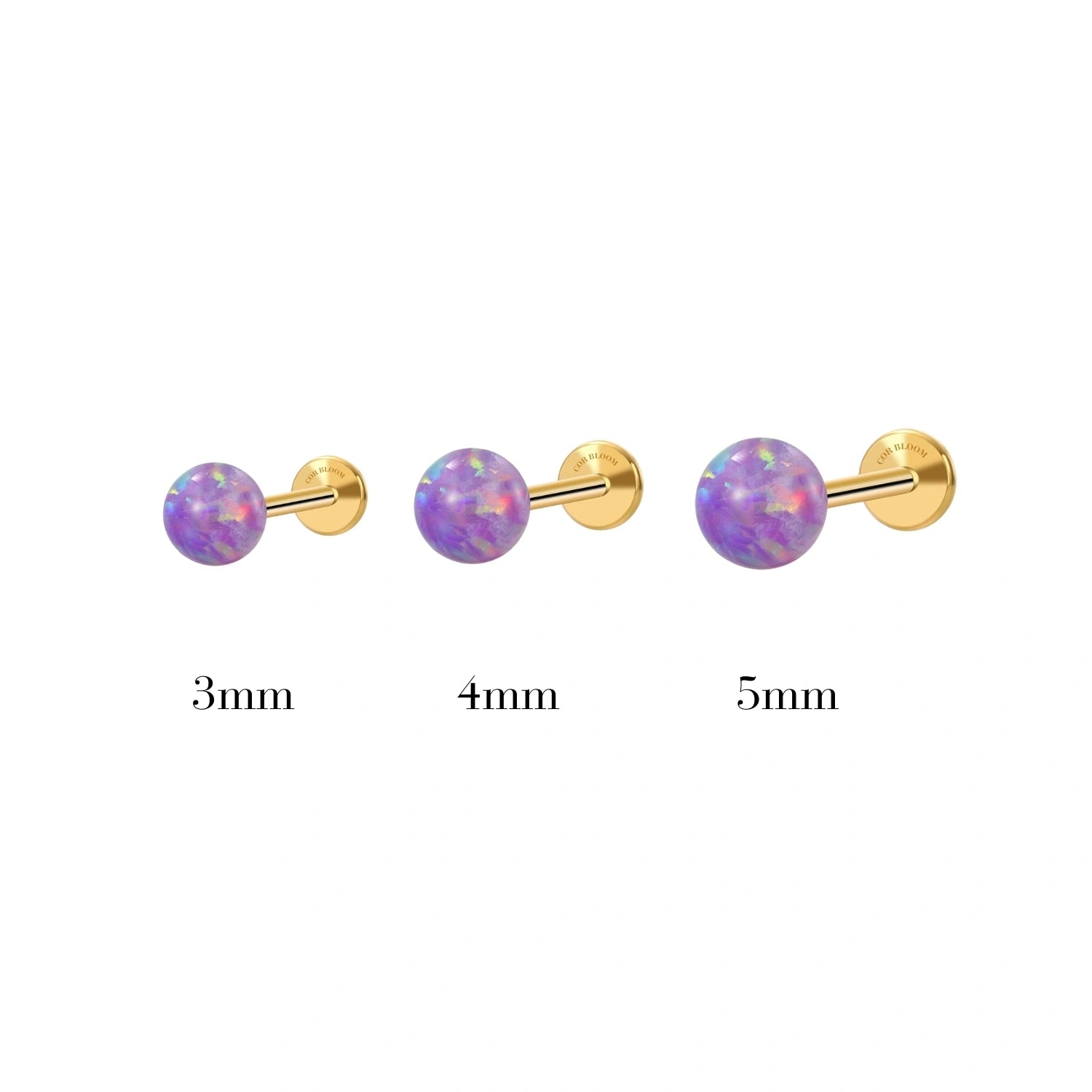Titanium Keily Violet Flame Opal Flat Back Piercing