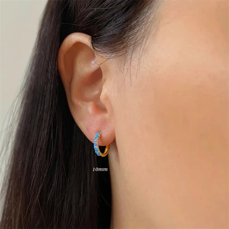 Yianna Ocean Blue Opal Hoop Earrings