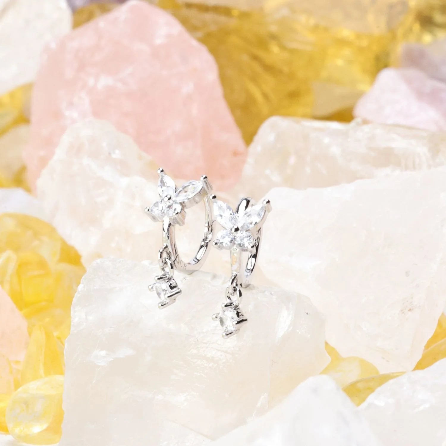 Nefeli Diamond Butterfly Huggie Earrings