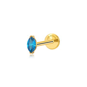 Titanium Elynn Deep Aquamarine Marquise Flat Back Stud