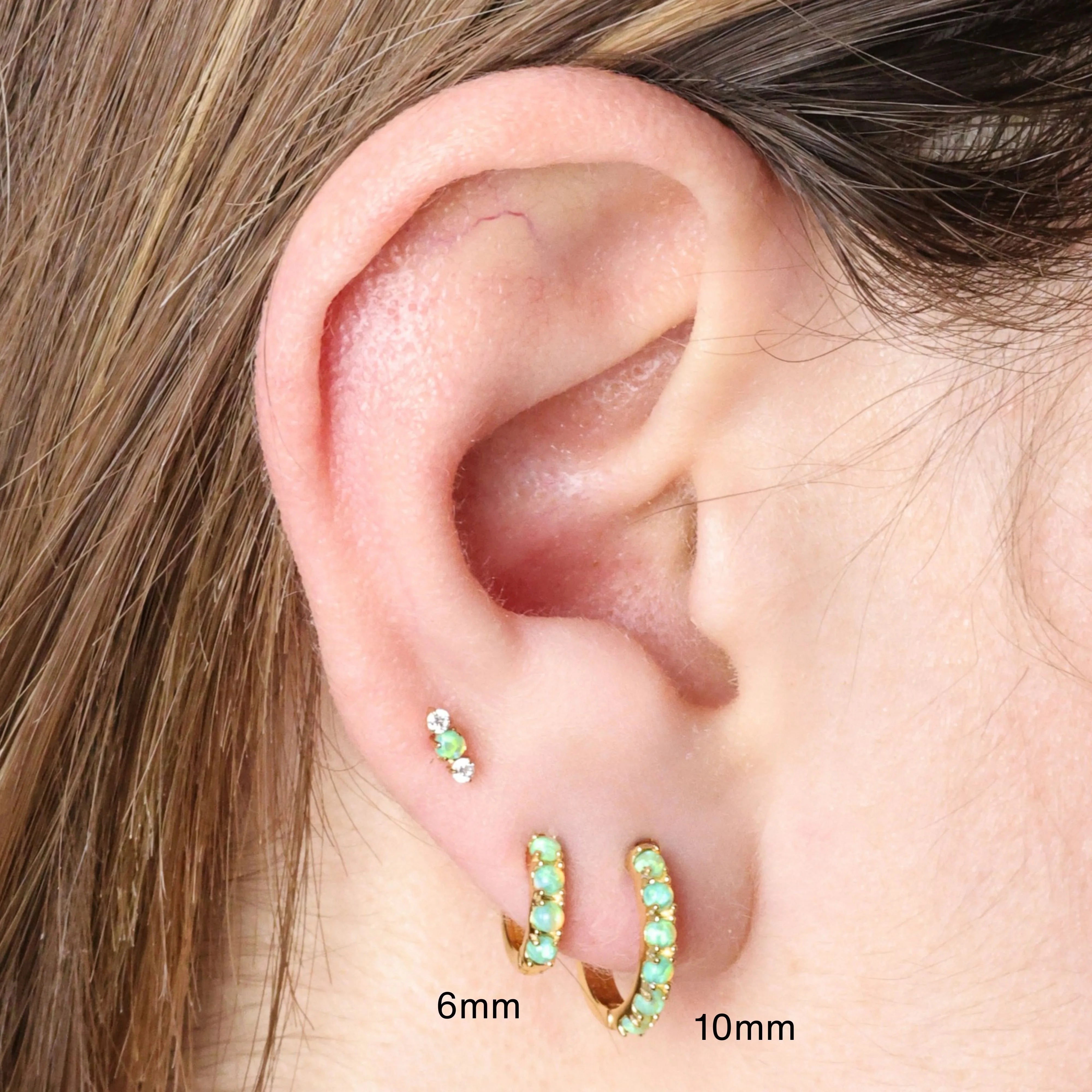 Titanium Mini Lyra Flat Back Stud - Spring Breeze Green Opal