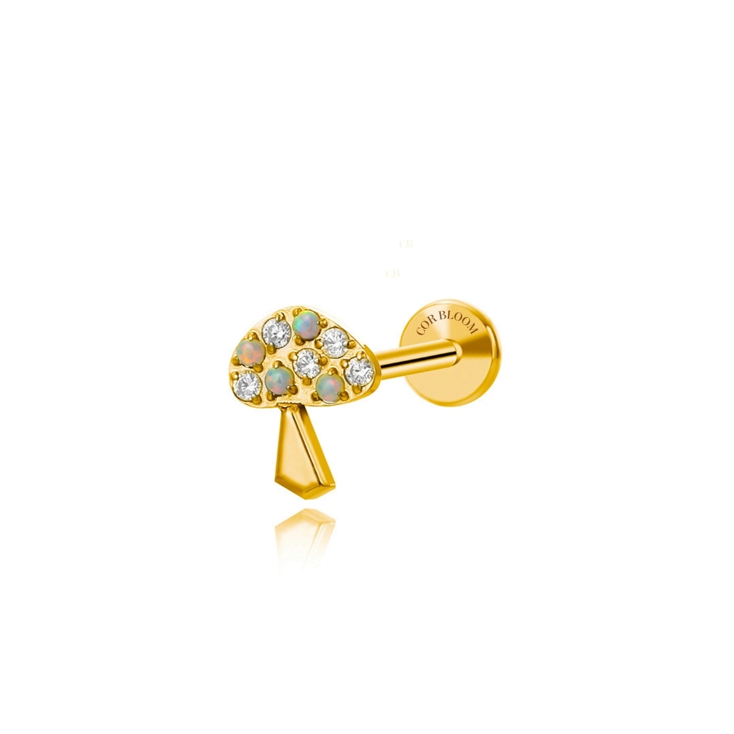 Titanium White Opal Mashroom Piercing Stud