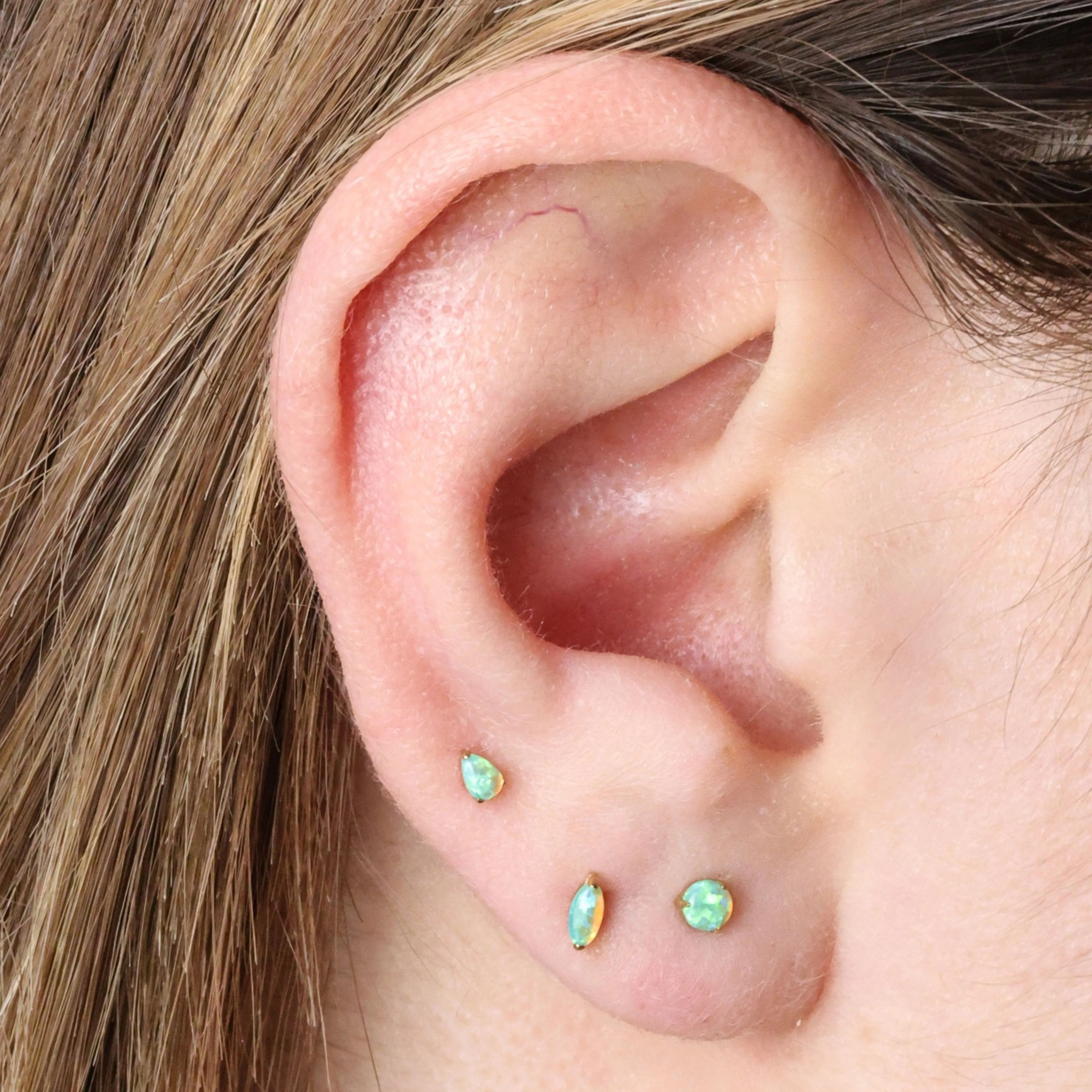 Titanium Mini Nomiki Spring Breeze Green Opal Marquise Flat Back Stud