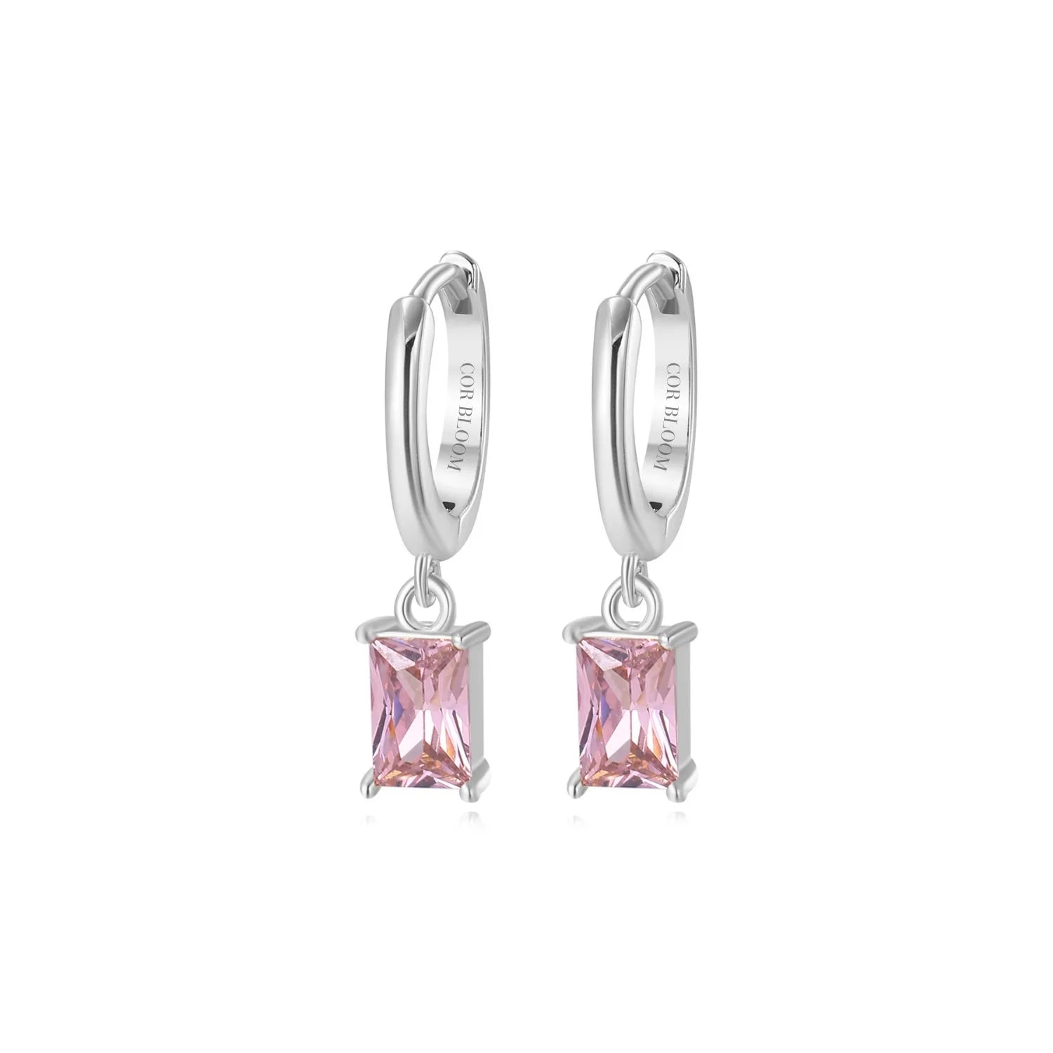 Amelia Rhodolite Baguette Hoop Earrings
