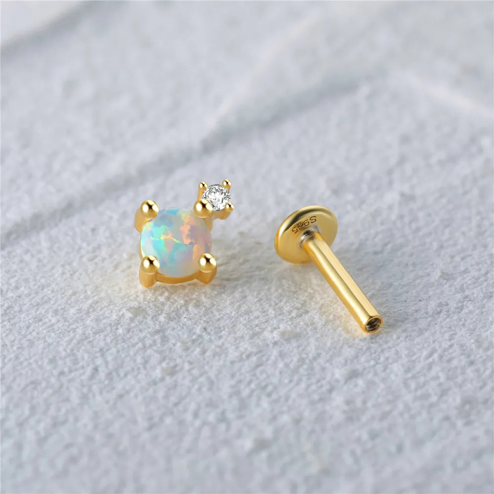 Andrey Round Opal Labret Piercing Stud