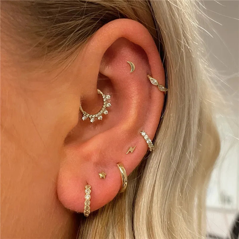 Luna Moon Flat Back Stud Earring