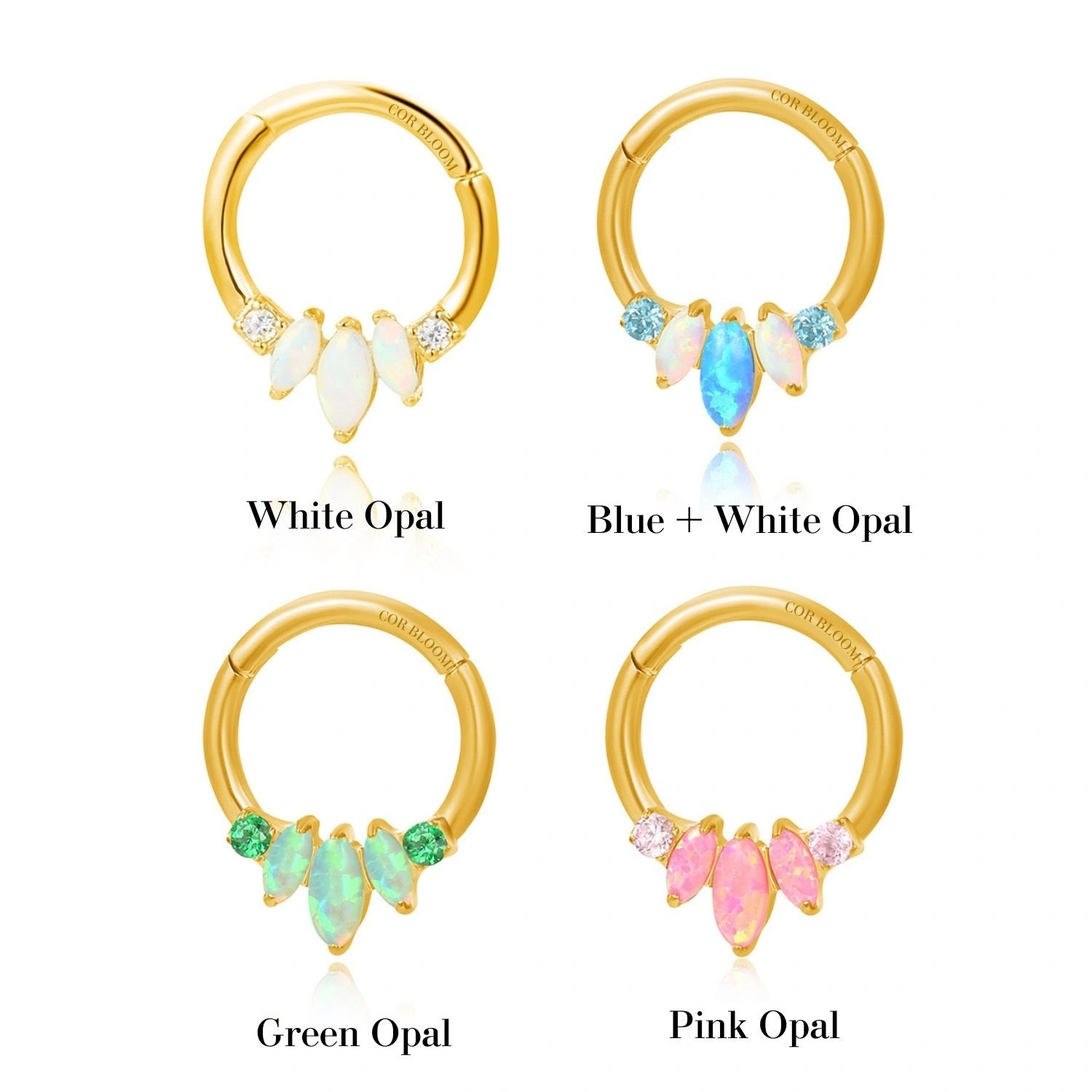 Trio White Opal Marquise Clicker