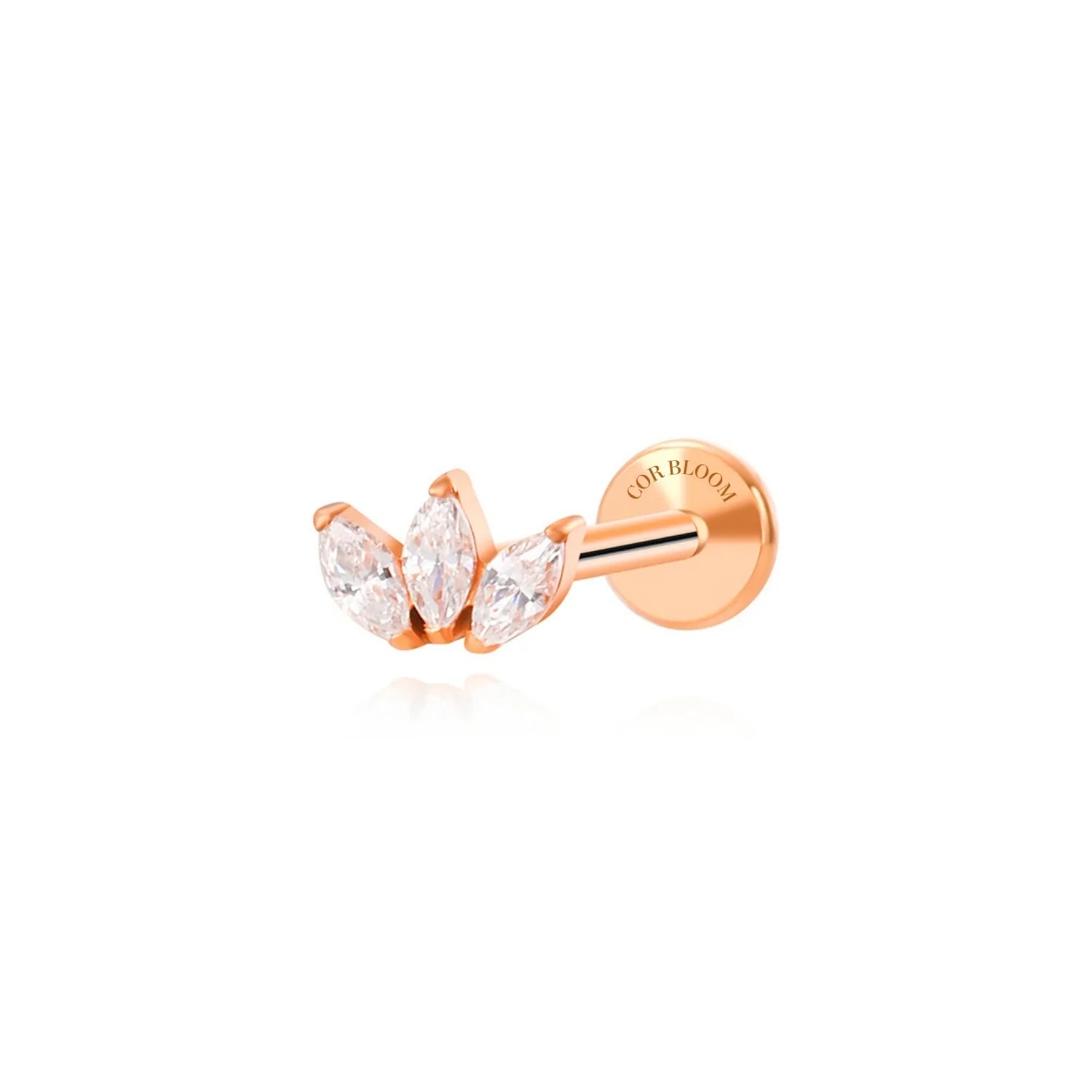 Titanium Maxine Mini Three-Petal Flat Back Piercing Stud