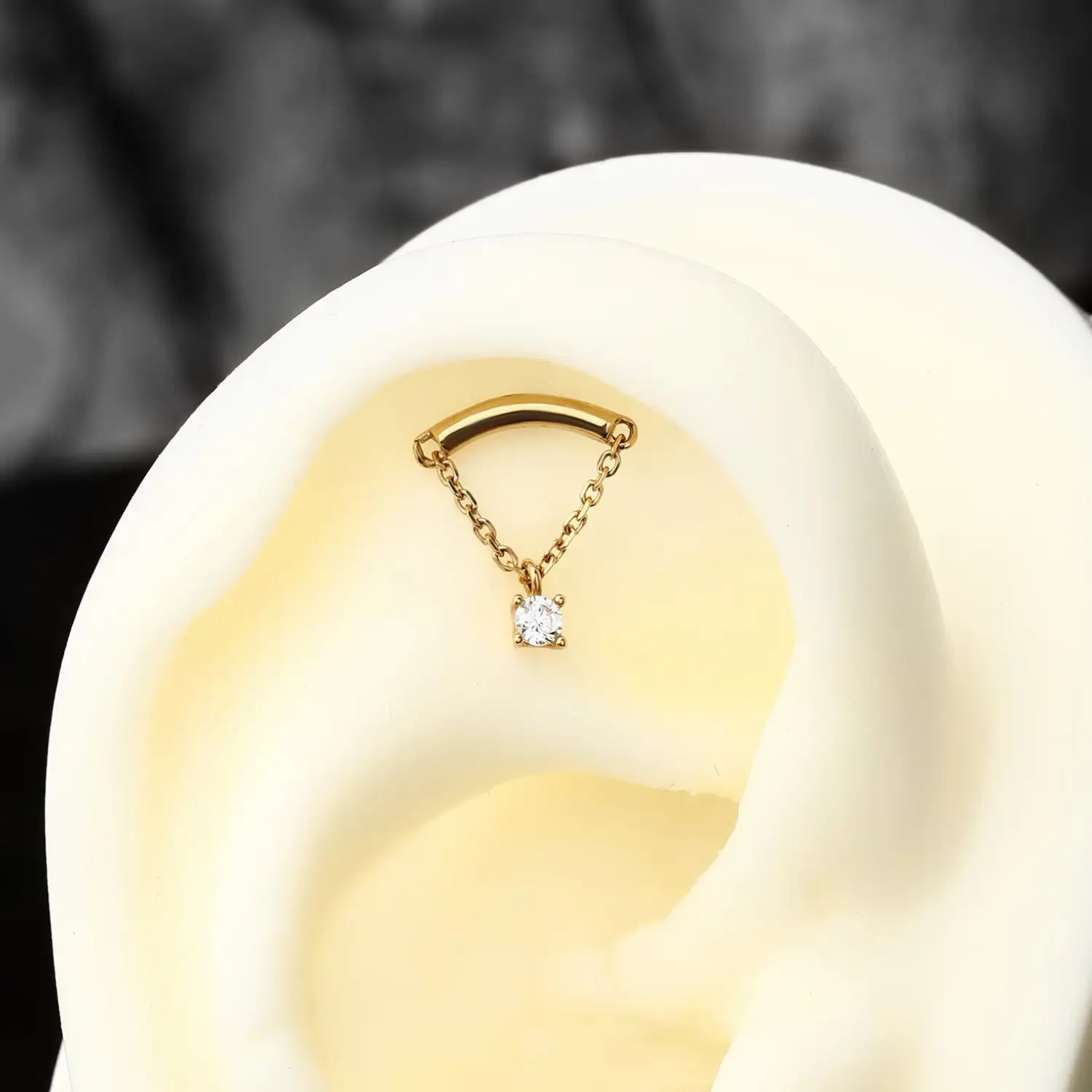 Titanium Liberty Diamond Dangle Stud - Vertical Helix & Hidden Rook