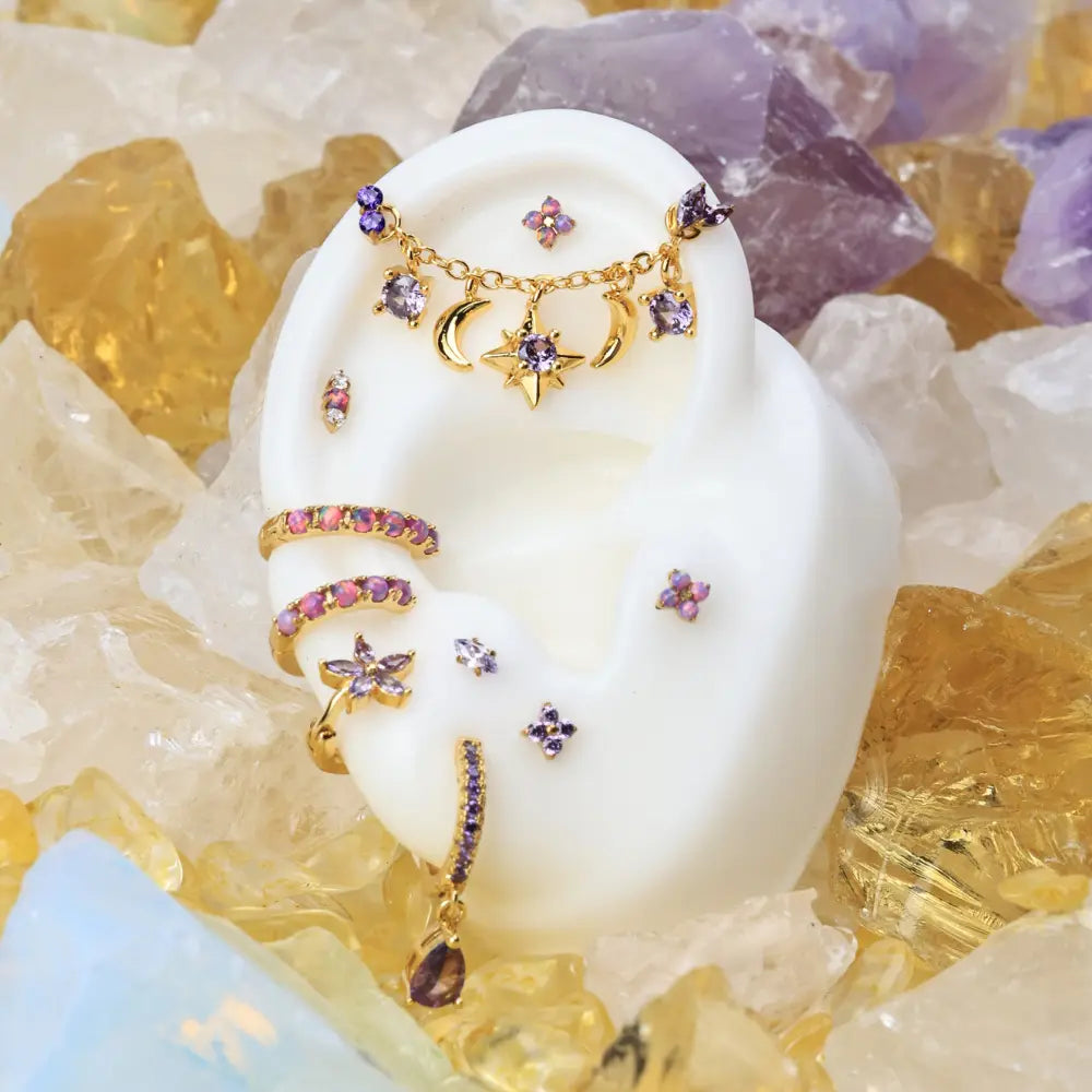 Iyla Amethyst Guiding Star & Crescent Moon Chain Attachment