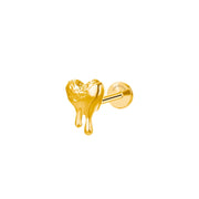 Titanium Dripping Lava Heart Piercing Stud Earring