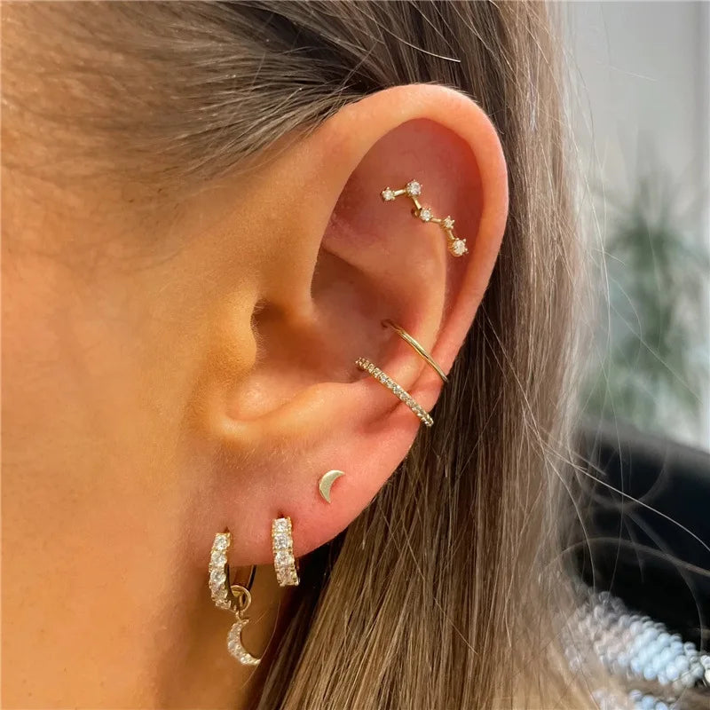 Luna Moon Flat Back Stud Earring