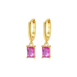 Amelia Ruby Baguette Hoop Earrings