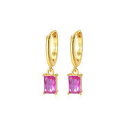 Amelia Ruby Baguette Hoop Earrings