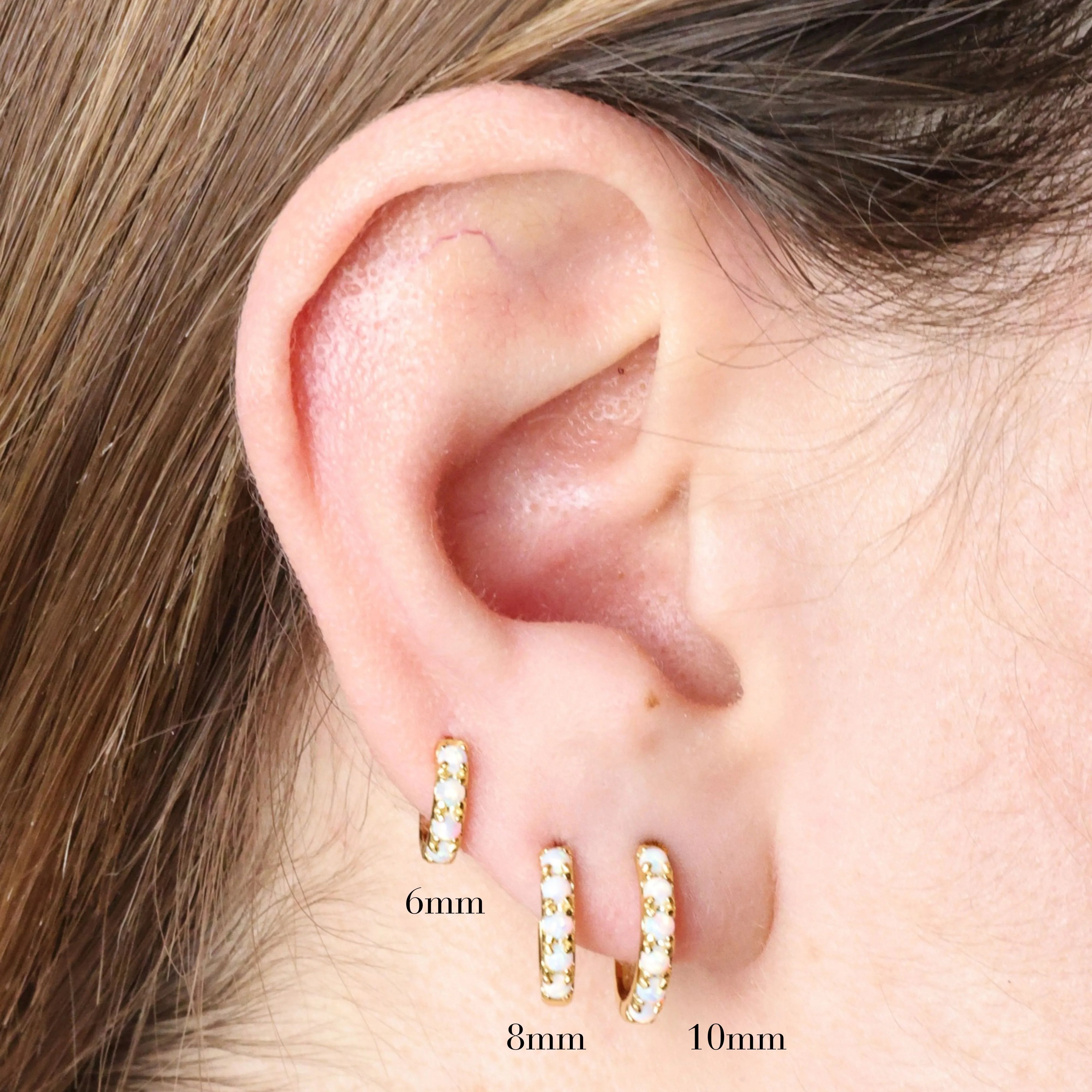 Yianna White Opal Hoop Earrings