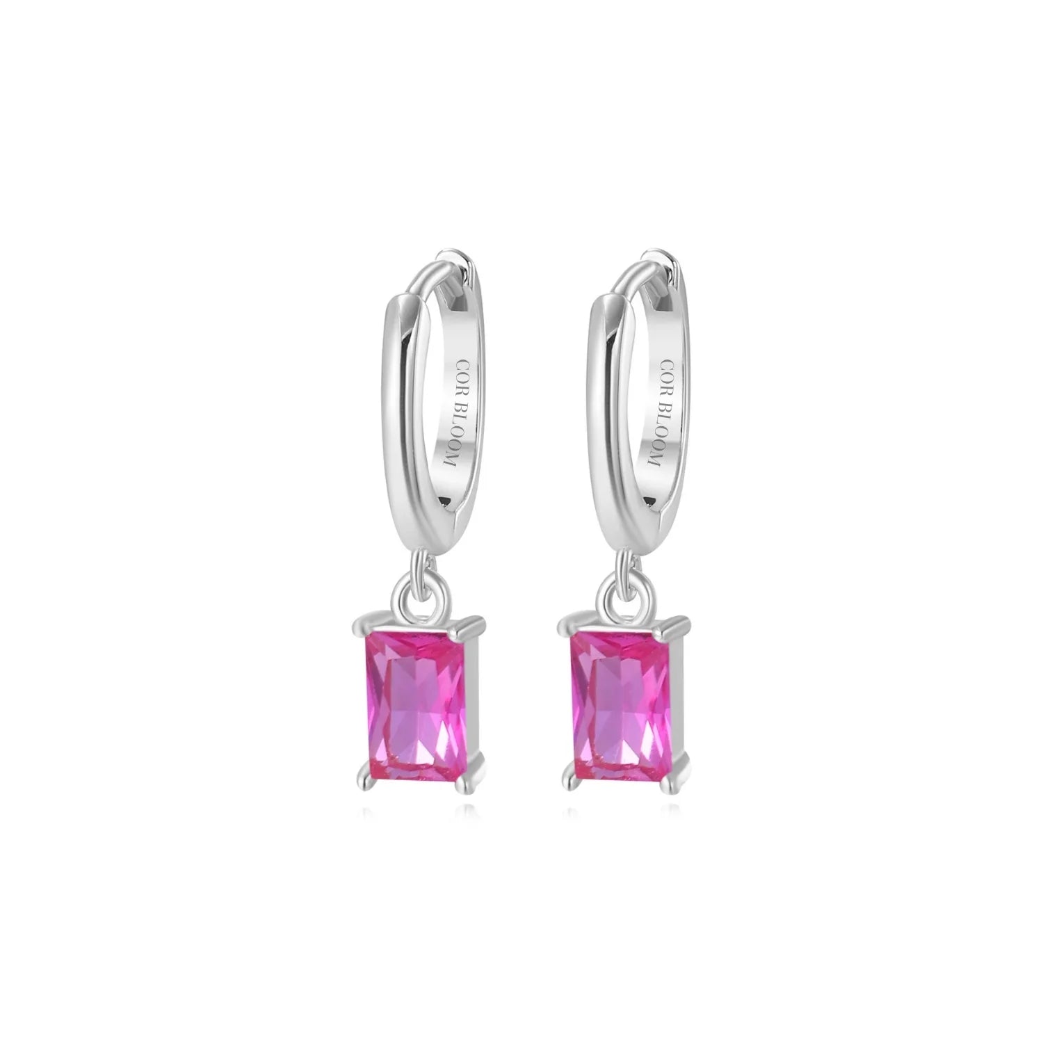 Amelia Ruby Baguette Hoop Earrings